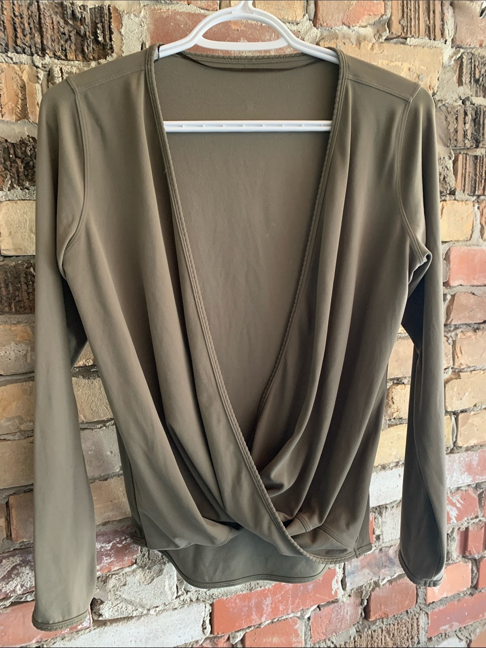 lululemon athletica Olive Green Wrap-Front Long Sleeve Top